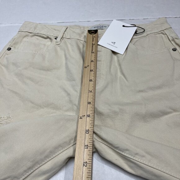 Hidden Tracey Jeans Womens 28 Cream Tracey High Rise Straight Distressed Denim - Picture 7 of 13